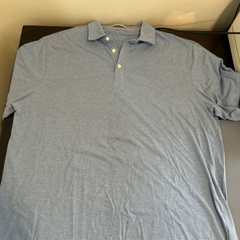 Peter Millar Summer Comfort Men's Blue Polo Striped Performance Golf Shirt XL